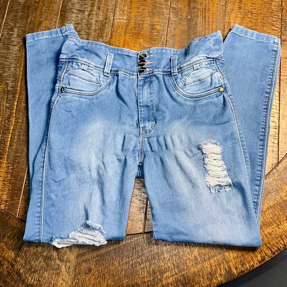 Bon BonUp Colombian Butt Lift Skinny Jeans Size 13 Distressed High Rise